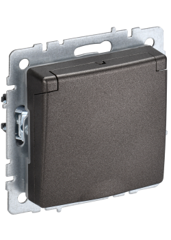 BRITE Розетка 1-местная с заземлением с защитными шторками и крышкой 16А IP44 РСбш10-3-44-БрТБ темная бронза IEK