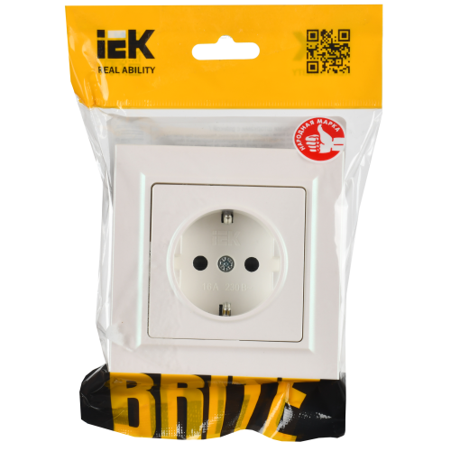 BRITE Розетка 1-местная с заземлением с защитными шторками 16А в сборе РСР14-1-0-БрЖ жемчуг IEK BRITE Розетка 1-местная с заземлением с защитными шторками 16А в сборе РСР14-1-0-БрЖ жемчуг IEK