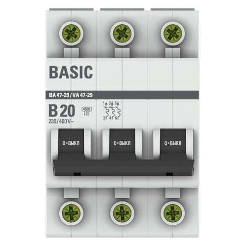 Авт. выкл. ВА 47-29 3P 20А (B) 4,5кА BASIC