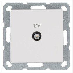 Розетка телевизионная оконечная TV Ф9.5мм механизм бел. глянцевый Jasmart G6001W