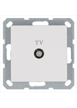 Розетка телевизионная оконечная TV Ф9.5мм механизм бел. глянцевый Jasmart G6001W