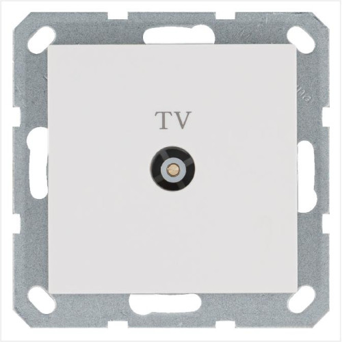 Розетка телевизионная оконечная TV Ф9.5мм механизм бел. глянцевый Jasmart G6001W