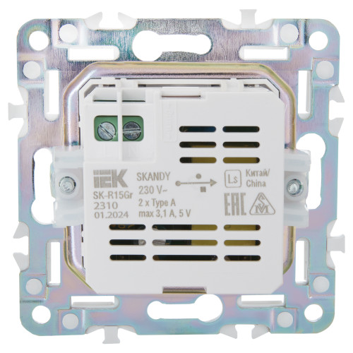 SKANDY Розетка USB A+A 3,1А SK-R15Gr серый IEK SKANDY Розетка USB A+A 3,1А SK-R15Gr серый IEK