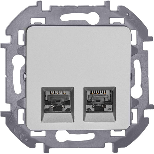 Розетка компьютерная двойная/ Розетка компьютерная двойная RJ-45 категория 6 UTP алюминий INSPIRIA Розетка компьютерная двойная/ Розетка компьютерная двойная RJ-45 категория 6 UTP алюминий INSPIRIA