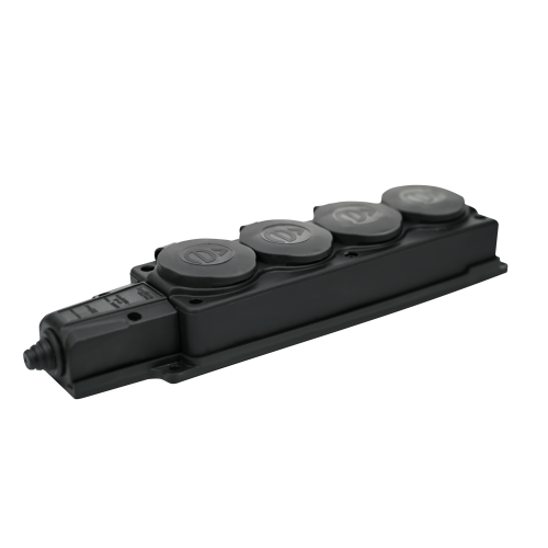 MULTISET Колодка 4х розетка 2К+З каучуковая 16 А/250 В IP44 ЧЁРНАЯ MULTISET Колодка 4х розетка 2К+З каучуковая 16 А/250 В IP44 ЧЁРНАЯ
