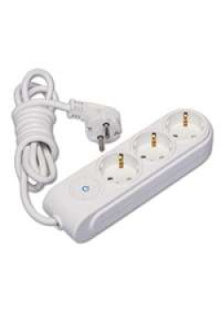 Удлинитель 3х3м с заземл. 16А IP20 с выкл. защ. шторки Makel N3310043