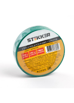 Изоляционная лента STEKKER INTP01315-10 0,13*15 мм. 10 м. зеленая