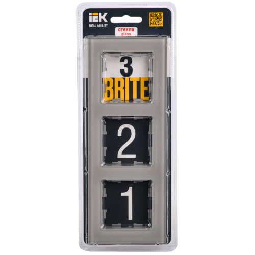 BRITE Рамка 3 -местная РУ-3-2-БрД стекло дымчатый IEK BRITE Рамка 3 -местная РУ-3-2-БрД стекло дымчатый IEK