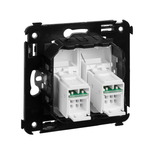 Компьютерная розетка RJ-45 в стену, кат.6 двойная, Компьютерная розетка RJ-45 в стену, кат.6 двойная,