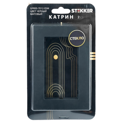 Рамка 2-местная (без перемычки), стекло, STEKKER, GFR00-7012-05М, серия Катрин, черный матовый Рамка 2-местная (без перемычки), стекло, STEKKER, GFR00-7012-05М, серия Катрин, черный матовый