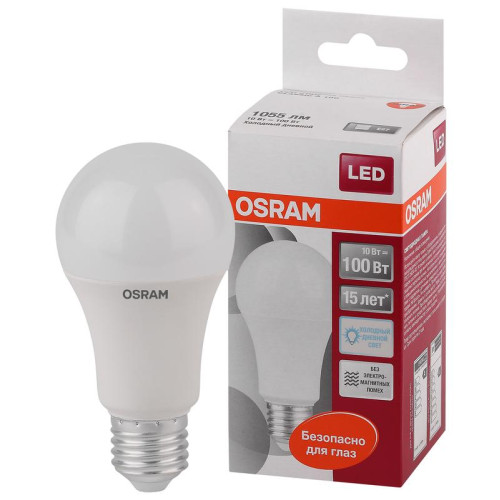 Лампа светодиодная LED Star Classic A 100 10W/865 10Вт грушевидная матовая 6500К холод. бел. E27 1060лм 220-240В пластик. OSRAM 4052899971585 Лампа светодиодная LED Star Classic A 100 10W/865 10Вт грушевидная матовая 6500К холод. бел. E27 1060лм 220-240В пластик. OSRAM 4052899971585