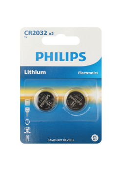 Элемент питания литиевый CR2032 (блист. 2шт) Philips Б0062716