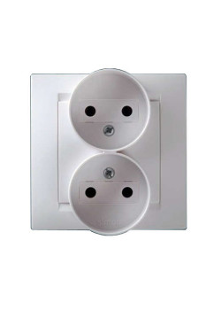 Розетка 2-м СП Simon15 16А IP20 250В без заземл. винт. клеммы бел. Simon 1590457-030