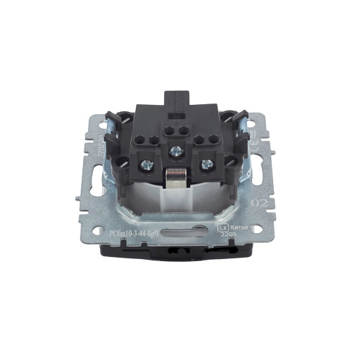 BRITE Розетка 1-местная с заземлением с защитными шторками и крышкой 16А IP44 РСбш10-3-44-БрЧ черный IEK