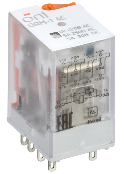 Реле интерфейсное ORM-1 4C 220В AC со светодиодом и тестовой кнопкой ONI
