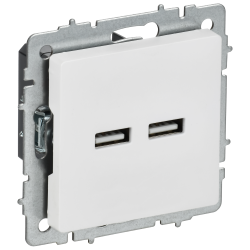 BRITE Розетка USB A+A 5В 3,1А РЮ10-1-БрАБ арктический белый IEK