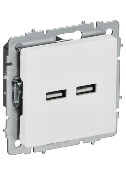 BRITE Розетка USB A+A 5В 3,1А РЮ10-1-БрАБ арктический белый IEK