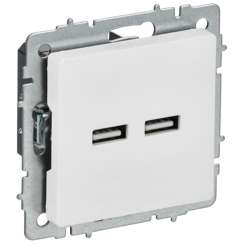 BRITE Розетка USB A+A 5В 3,1А РЮ10-1-БрАБ арктический белый IEK