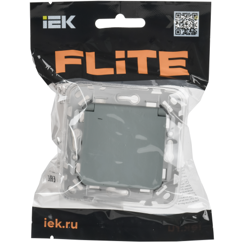 FLITE Розетка с заземлением с защитными шторками и крышкой безвинтовое крепление 16А IP44 РСшкр11-1-44-ФлС серый IEK FLITE Розетка с заземлением с защитными шторками и крышкой безвинтовое крепление 16А IP44 РСшкр11-1-44-ФлС серый IEK