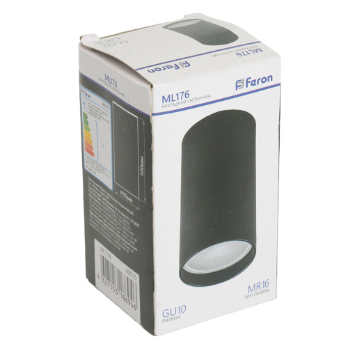 Светильник потолочный Feron ML176 MR16 GU10 35W 230V, черный Светильник потолочный Feron ML176 MR16 GU10 35W 230V, черный