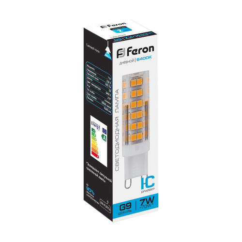 Лампа светодиодная Feron LB-433 G9 7W 175-265V 6400K Лампа светодиодная Feron LB-433 G9 7W 175-265V 6400K