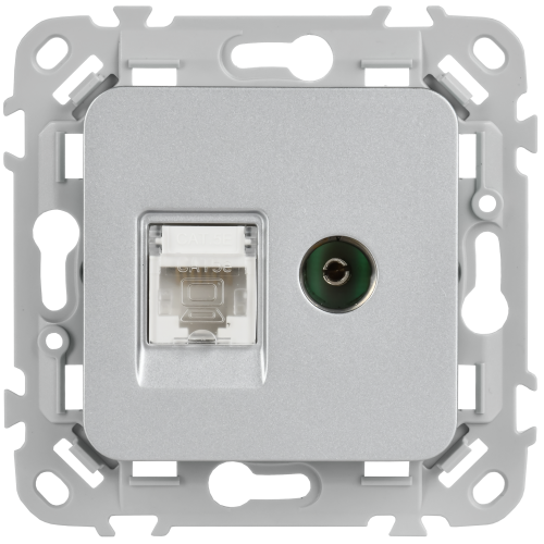 FLITE Розетка 2-местная RJ45/TV категория 5Е UTP РКТВ5е-2-0-ФлА алюминий IEK FLITE Розетка 2-местная RJ45/TV категория 5Е UTP РКТВ5е-2-0-ФлА алюминий IEK
