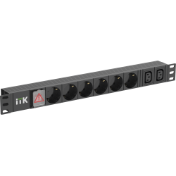 ITK PDU 6 розеток немецкий стандарт + 2 С13 c LED выключателем 1U вход С14 без кабеля алюминиевый профиль