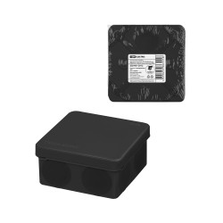 Коробка расп., двухкомп. для прямого монтажа ОП 80х80х40 мм, IP66, 8 вх., HF, черная, инд. шк. TDM