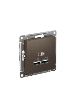 ATLASDESIGN USB РОЗЕТКА A+A, 5В/2,1А, 2х5В/1,05А, механизм, МОККО
