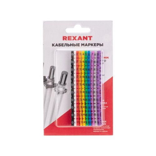 Маркер кабельный 0-9 комплект в блистере от 4 до 6мм (уп.100шт) Rexant 12-6062 Маркер кабельный 0-9 комплект в блистере от 4 до 6мм (уп.100шт) Rexant 12-6062