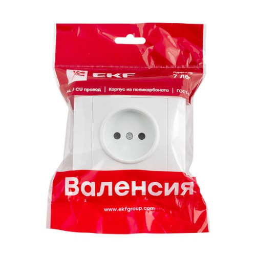 Валенсия розетка 1-местная б/з 10А белая с защ. штор. EKF Валенсия розетка 1-местная б/з 10А белая с защ. штор. EKF