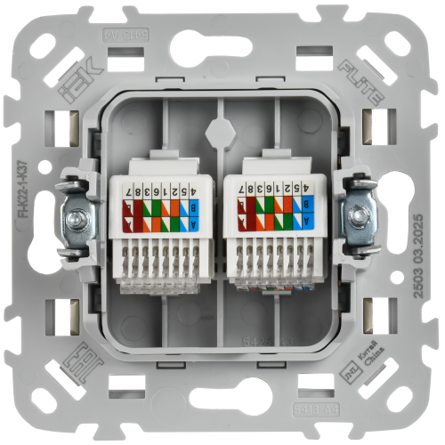 FLITE Розетка 2-местная компьютерная RJ45 категория 5Е UTP РК5е-2-0-ФлШ шампань IEK FLITE Розетка 2-местная компьютерная RJ45 категория 5Е UTP РК5е-2-0-ФлШ шампань IEK