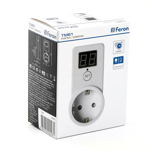 Розетка с таймером Feron TM61 обратного отсчета электронная мощность 2300W/10A Розетка с таймером Feron TM61 обратного отсчета электронная мощность 2300W/10A