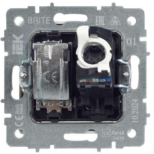 BRITE Розетка двойная TV+RJ45 кат.5E РТВ/РК12-БрЧ черный IEK BRITE Розетка двойная TV+RJ45 кат.5E РТВ/РК12-БрЧ черный IEK