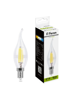Лампа светодиодная Feron LB-74 Свеча на ветру E14 9W 230V 4000K