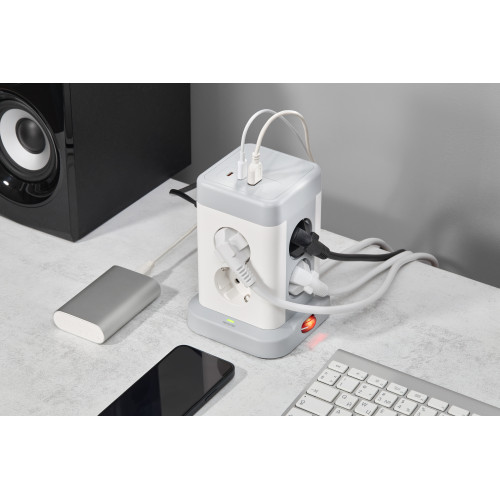 Удлинитель У08K 8 мест 2P+PE 1,5м 3х1,0мм2 16А/250В USB A+C 20Вт серый DOMINIC IEK Удлинитель У08K 8 мест 2P+PE 1,5м 3х1,0мм2 16А/250В USB A+C 20Вт серый DOMINIC IEK
