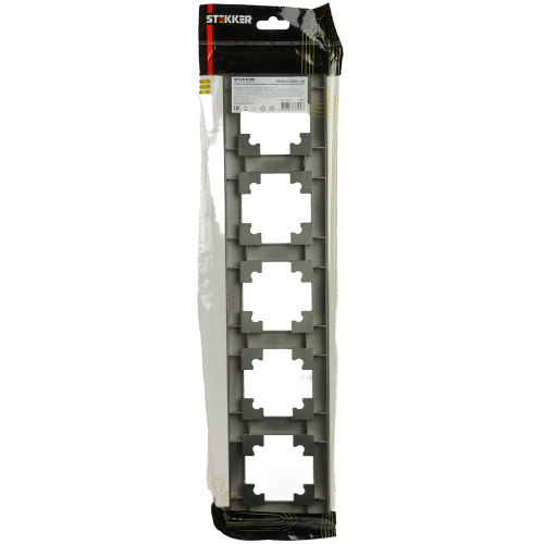 Рамка STEKKER, PFR00-7005-06 5-местная, пластик, серия Катрин, графит Рамка STEKKER, PFR00-7005-06 5-местная, пластик, серия Катрин, графит