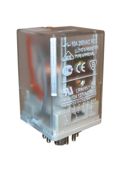 Реле 10А 220В DC 3CO R15-2013-23-1220-WTLD мех. инд. тест-кнопка светодиод. выпрям. Relpol A8130-804616