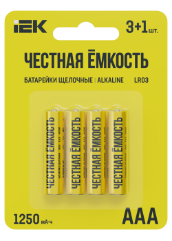 Батарейка щелочная Alkaline LR03/AAA (4шт/блистер) ПРОМО IEK