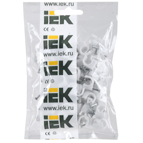 Скоба 8мм круглая пластиковая (100шт) IEK Скоба 8мм круглая пластиковая (100шт) IEK