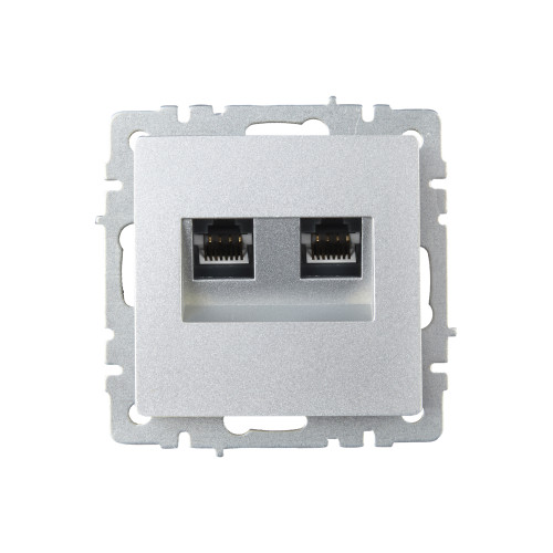 BRITE Розетка компьютерная двойная RJ45 кат.6 РК11-2-БрА алюминий IEK