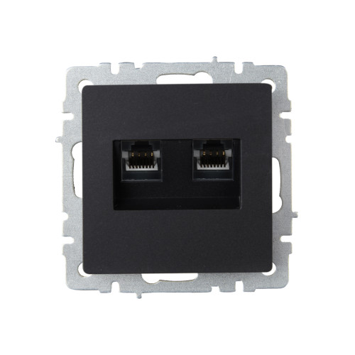 BRITE Розетка компьютерная двойная RJ45 кат.6 РК11-2-БрЧ черный IEK