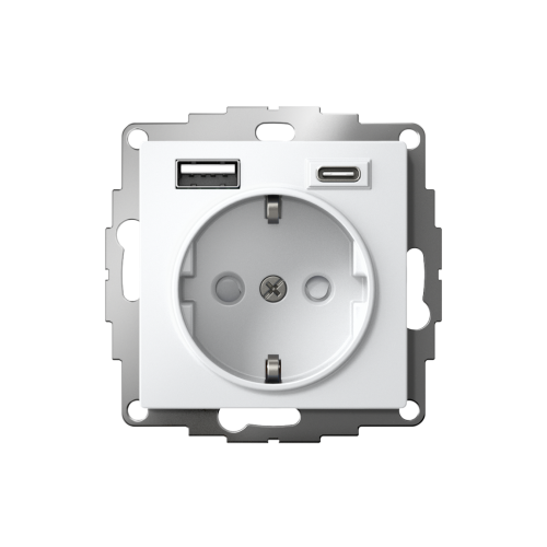 ATLASDESIGN РОЗЕТКА 16А с 2 USB A+C, 5В/2,4А/3,0А, 2х5В/1,5А, механизм, ЛОТОС