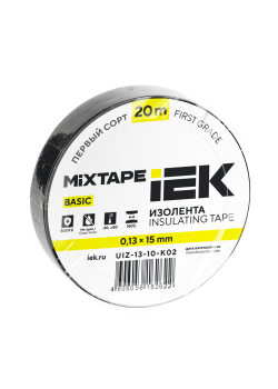 MIXTAPE BASIC Изолента 0,13х15мм черная 20м IEK