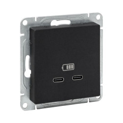 Механизм розетки USB-C - 2шт чёрн. Эпика EKF
