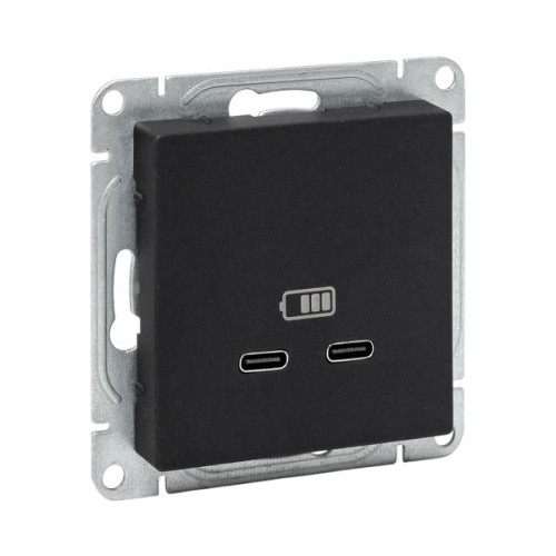 Механизм розетки USB-C - 2шт чёрн. Эпика EKF