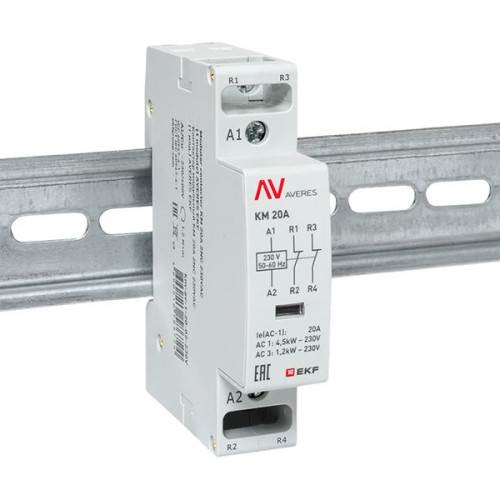 Контактор модульный КМ 20А 2NC 230В АС (1 мод.) AVERES EKF Контактор модульный КМ 20А 2NC 230В АС (1 мод.) AVERES EKF