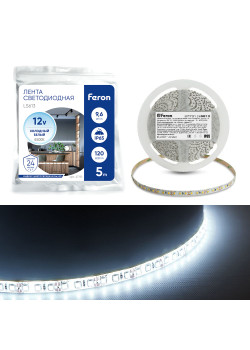 Светодиодная LED лента Feron LS613, 120SMD(2835)/m 9.6W/m 12V 5m 6500К