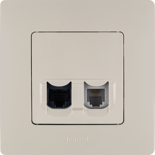ETIKA Розетка двойная RJ11+RJ45 кат.5E UTP слоновая кость ETIKA Розетка двойная RJ11+RJ45 кат.5E UTP слоновая кость
