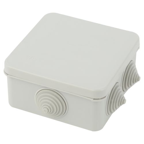 Коробка распаячная KKORz-100-100-50-6gv открытой установки КОР 100х100х50мм защелк. крышка 6 вставл. сальника IP55 ЭРА Б0055757